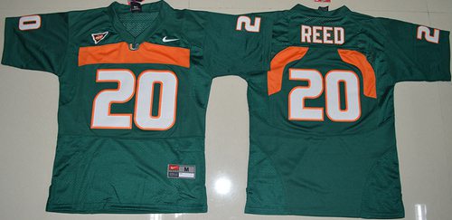 Hurricanes #20 Ed Reed Green Stitched Youth NCAA Jersey